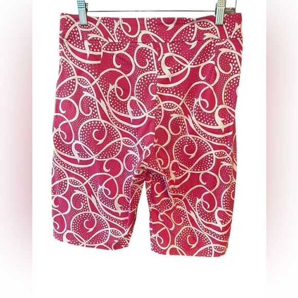 Melly M S 8 Pink Swirl Pattern Side Pickets Resortwear Summer Bermuda Shorts - Picture 2 of 5